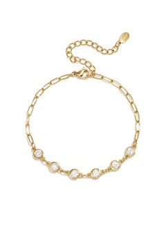 Schakelarmband Met Ronde Zirkonia Steentjes