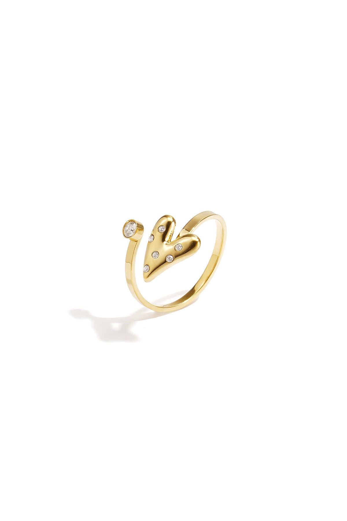 Minimalistische Ring met Hartje En Steentje 