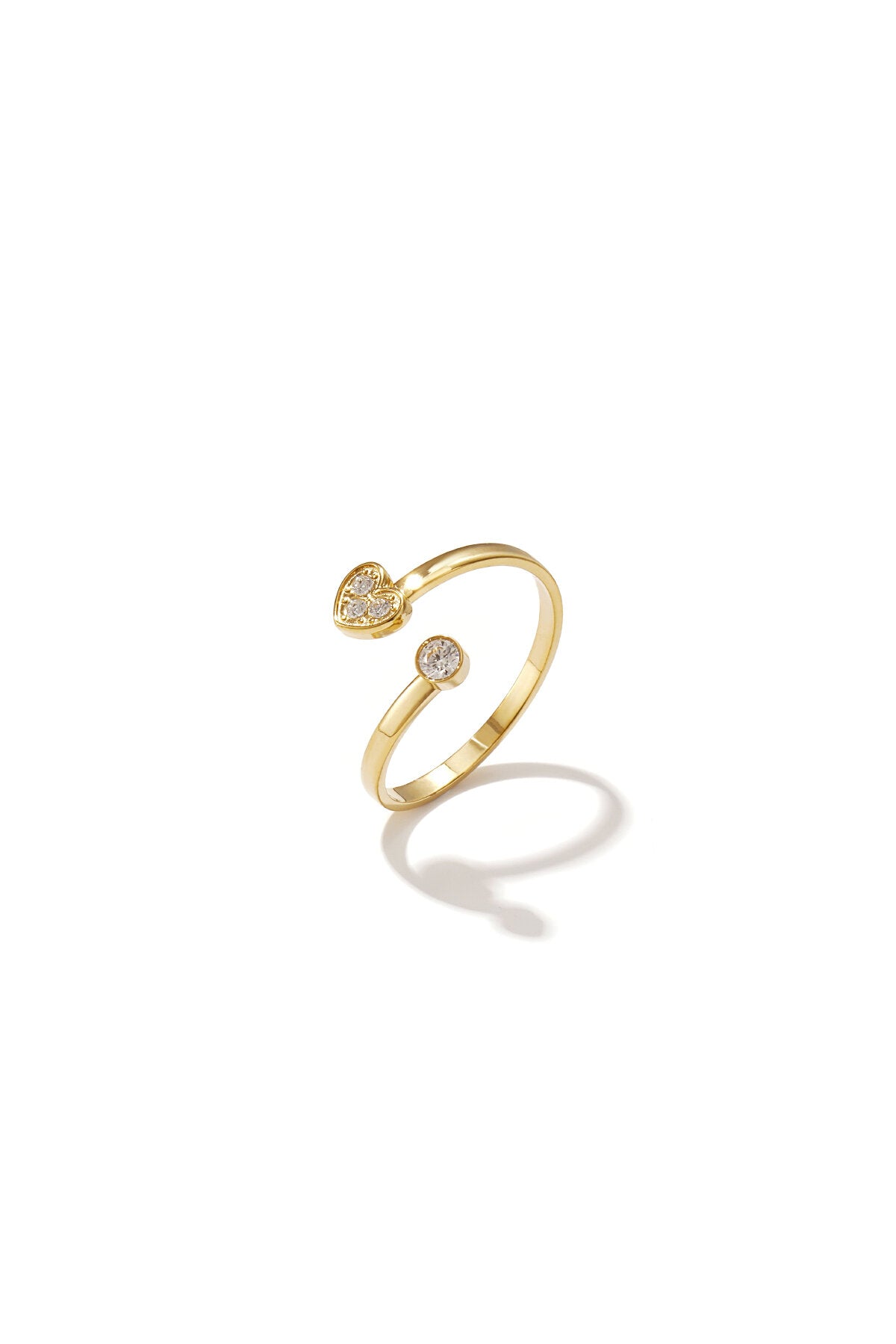 Minimalistische Verstelbare Ring Met Steentjes En Hart