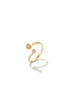 Minimalistische Verstelbare Ring Met Steentjes En Hart