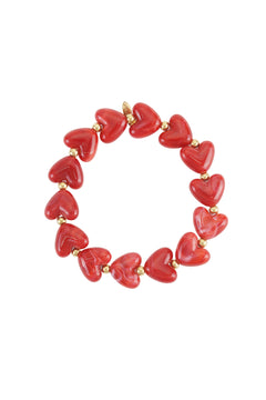 Elastieken hartjes kralenarmband