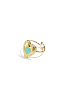 Verstelbare Statement Ring Met Gekleurd Hart