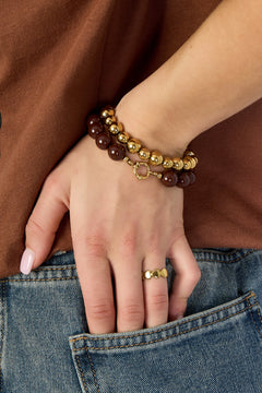Armband Met Medium Kralen En Frontsluiting-12Mm