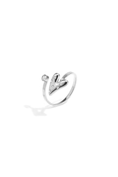 Minimalistische Ring met Hartje En Steentje 