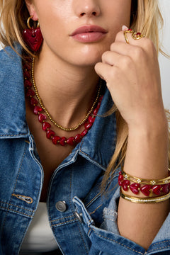 Kralenketting met hartjes
